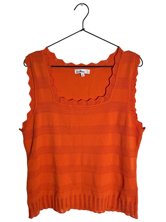 Sam Edelman Tops - Sam Edelman Orange Scallop Trim Square Neck Sweater Tank Top XL